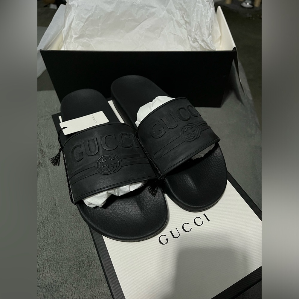 Gucci Logo Black Slides